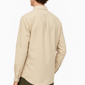 Men’s Solid Beige Cotton Blend Shirt