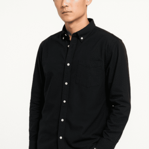 Men’s Solid Black Soft Cotton Blend Shirt